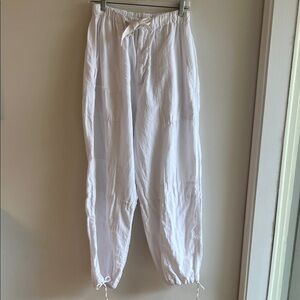Zara White Linen Blend Pants Size S